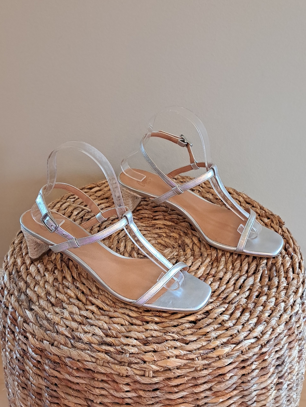 Castaner Womens Linet Party/Luxury Metallic Silver Slingback Sandals 39/8.5